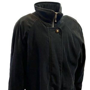 Larry Levine Women's Microfiber Black Jacket Coat Full Zip Storm Flap Size M